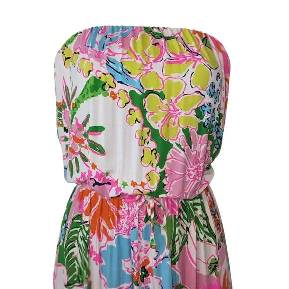 Lilly Pulitzer Sz XS NOSEY POSEY Floral Strapless Maxi Dress - Picture 5 of 8